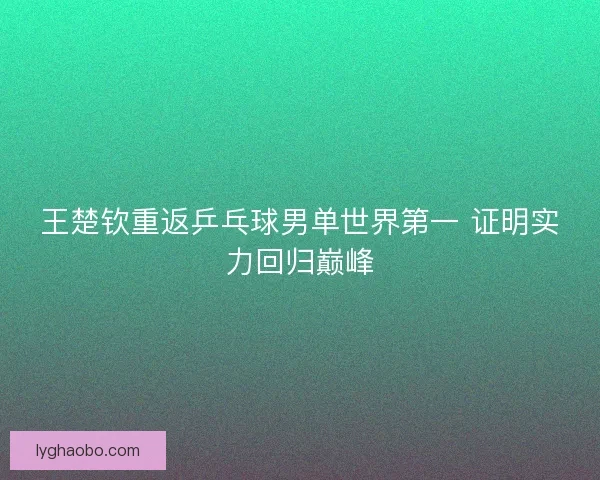 王楚钦重返乒乓球男单世界第一 证明实力回归巅峰